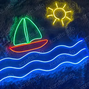 Nautical Boat LED Neon Sign: Illuminate Your Maritime Journey with Flex Neon Lighting. Create a Serene Harbor in Your Decor