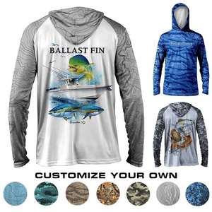 Custom UV Performance UPF 50 Dry-Fit Long Sleeve Unisex <b>Fishing</b> <b>Hoodie</b> Spandex/Polyester Breathable Printed Wear - Product Image 6