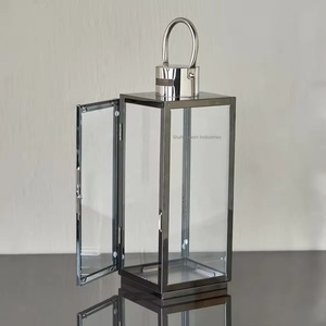 Black Nickel Decorative Metal Candle <b>Lantern</b> With Clear Glass for Home and <b>Christmas</b> Lights Decor Hanging <b>Lanterns</b> - Product Image 4