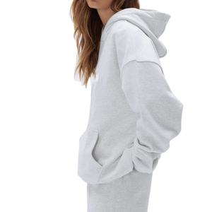 Sudadera con capucha de gran tamaño para mujer, tejido de punto de algodón 100%, patrón sólido forrado transpirable, peso pesado de invierno, 440G, gimnasio - Product Image 3