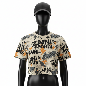 Women Crop Top <b>T</b> <b>Shirt</b> Premium 180 GSM Cotton Jersey Soft Fabric All Over Print Custom Screen Logo women's <b>shirt</b> - Product Image 6