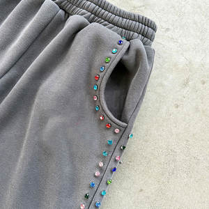 กางเกงวิ่งทรงแบ็กกี้ของผู้ชายกางเกงลำลองดีไซน์ใหม่ประดับพลอยเทียมระบายอากาศ - Product Image 3