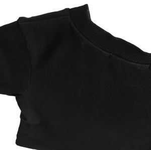 Camiseta corta personalizada, Tops cortos de manga corta para mujer, Top corto liso con logotipo personalizado, Camisetas básicas ajustadas, Tops cortos - Product Image 4