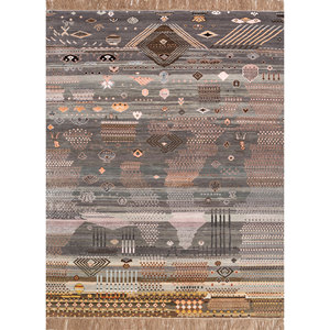 Tapis Manchaha noués à la main en laine et soie de bambou, motif géométrique gris et noir, pour salon, chambre et couloir d'adolescents - Les-2106 - Product Image 1