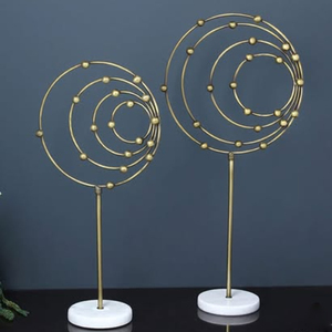 Décoration d'intérieur, sculpture circulaire de météore, fil métallique, ornement de Noël, décoration géométrique de la maison, artisanat en métal, cadeaux - Product Image 1