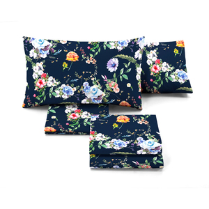 Juegos de cama Tela de algodón puro Satén Azul Impresión digital Hecho en Italia Sábana bajera 2 Fundas De Almohada Personalizables - Product Image 1