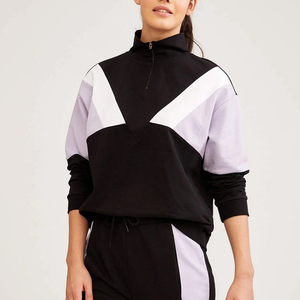 Ensemble deux pièces pour femmes, couleur unie, manches longues, fermeture éclair, col montant, survêtements de sport décontractés - Product Image 4