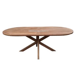 Table à manger d'extérieur ovale moderne en teck massif, mobilier de jardin pour projets de villas, hôtels et complexes hôteliers, extérieur - Product Image 4