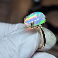 Bague de Fiançailles et de Mariage en Argent Sterling 925 avec Opale Naturelle Poire de 5,75 carats, Style Vintage, Sertissage en Canal, Bonne Brillance