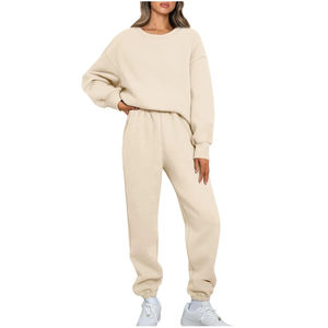 Ensemble de survêtement en molleton brodé surdimensionné en coton épais avec imprimé Faith pour femme, taille plus, ensemble jogging pour femme - Product Image 6