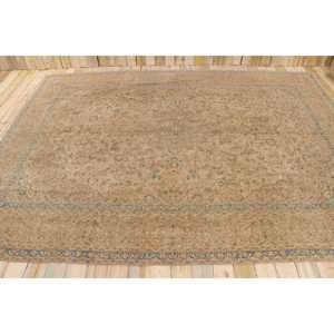 Tapis turc vintage 9,5x12,5 pi (290x381 cm), tapis en laine marron à motifs floraux - Product Image 2