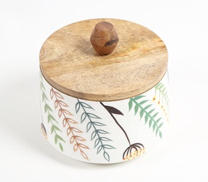 Recipiente botánico de madera esmaltada hecho a mano MOQ bajo creativo con tapa clásica Fabricante Mayorista - Product Image 1