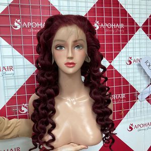 วิกผมลูกไม้แบบเต็มความหนาแน่นของ180% HD แบบหลวมสีดำเป็นลอนสำหรับผู้หญิงผมแท้จากจีนขายส่ง - Product Image 1