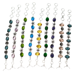 Bracelet unisexe vintage élégant en pierres précieuses de la même couleur, bracelets épais en laiton plaqué argent, cadeau d'anniversaire parfait, tendance - Product Image 4