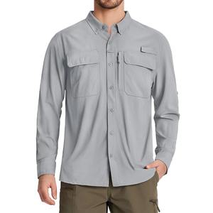 Men's Quick Dry Long Sleeve Fishing Shirts UPF 50 Front Logo Mesh Breathable <b>Hiking</b> Work Cargo Shirts <b>Shorts</b> Sun Protection - Product Image 2