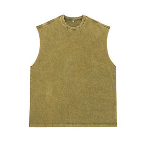 Venta al por mayor de alta calidad de la calle lavado camiseta sin mangas camiseta Hipster casual recorte chaleco streetwear camiseta sin mangas para los hombres - Product Image 5