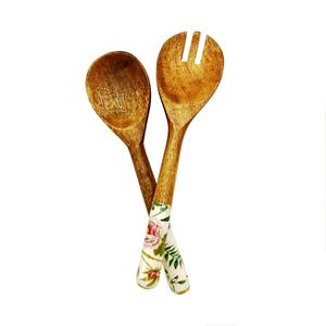 Serveurs à salade en bois naturel Handel rose ensemble de service à salade en bois fait à la main cuillères fourchettes ustensiles cuisine cuillère cadeau - Product Image 3