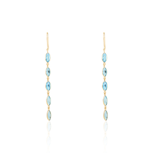 คอลเลกชัน100% ทำด้วยมือของธรรมชาติสีฟ้า Topaz Marquise ตัดขนาดใหญ่ห้อยต่างหูทอง18K สีเหลือง - Product Image 5