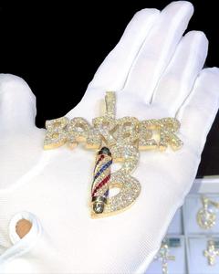 Moissanite Hip hop corte redondo diamante colgante letra personalizada joyería 925 plata esterlina - Product Image 4