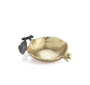 Bol de service de collations aux fruits pour la décoration de table Bol royal en métal plaqué or avec bordures décoratives - Product Image 2