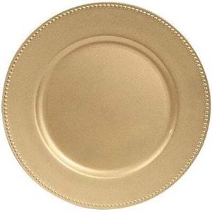Placa de cargador de metal de lujo con borde de cuentas de oro rosa único para bodas, banquetes, catering, cena elegante, decoración de mesa de comedor - Product Image 3