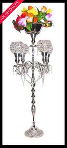 Candélabres de sol décorés à la maison grands bougeoirs ou bougies de mariage boule de cristal candélabres faits à la main en métal pour la décoration - Product Image 2