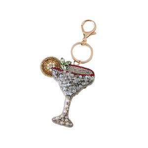 Elegant Handmade Glass Woven Cartoon Style Coin Holder Keychain Charm Accessory for Women - Product Image 2