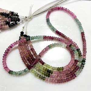 Perles en forme de rondelle à facettes en tourmaline multiple perles de pierres précieuses de qualité fine pour la fabrication de bijoux - Product Image 1