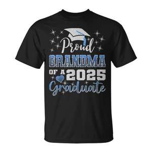 Proud Grandma Of A 2025 Graduate T-Shirt <b>Graduation</b> <b>Gift</b> For Grandma Short Sleeve Crew Neck Unisex Adult - Product Image 1