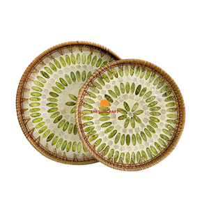 ถาดเสิร์ฟไม้ถูพื้นหวายอีสเตอร์แบบกลมพร้อมที่จับถาดสำหรับตกแต่ง - Product Image 1