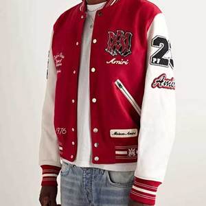 Veste bomber décontractée ajustée respirante personnalisée noire 100% laine Streetwear bicolore pour homme Veste d'hiver - Product Image 5