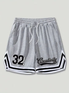 Pantalones cortos de gimnasio para hombre baratos al por mayor, pantalones cortos de entrenamiento físico de malla de playa de secado rápido con bolsillos de talla grande, cintura estampada de poliéster liso - Product Image 6