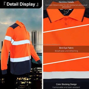 Wholesale Men Workwear Hi Viz Orange Reflective Safety Clothing Polo T <b>Shirt</b> Work <b>Shirts</b> - Product Image 2