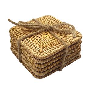 Handmade Water Reed square coaster Table Pad Fringe Home Decoration Handmade Wicker <b>Large</b> Coasters Table Round Coaster <b>Placemats</b> - Product Image 4