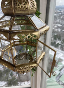 โคมไฟแขวนดีไซน์แบบโมร็อกโกทองเหลืองโบราณที่หรูหราผู้ถือเทียนเซรามิกสำหรับการตกแต่งภายในบ้านหรูหราการตกแต่งห้องนั่งเล่น - Product Image 6