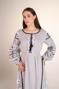 Vestido maxi de algodón 100% de diseño personalizado para mujer tejido a mano con cintura natural bordada por la empresa de fabricación de ropa - Product Image 2