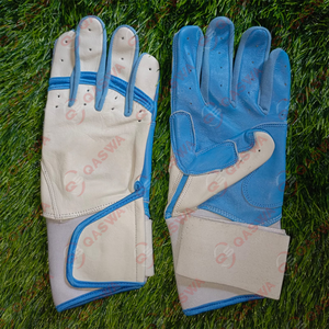 Logotipo personalizado puño largo dedo completo deportes al aire libre transpirable azul y blanco guantes de bateo de béisbol guantes de bateo de softbol duraderos - Product Image 1