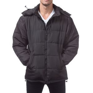 Custom Men's Winter <b>Denim</b> Jacket with Stand Collar and Front Logo Hooded High Street Style Polyester/Cotton <b>Material</b> - Product Image 1