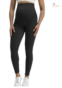 Leggings de yoga de maternité 100% coton pour femmes taille haute section médiane pantalon enceinte respirant et élégant - Product Image 2