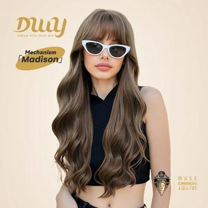 Madison-DWY 26-Inch MiraScalp Wavy Light <b>Brown</b> Glueless Synthetic Curly <b>Wig</b> for Women Loose Wave Transparent Lace - Product Image 1