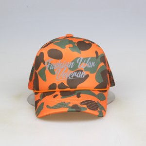 Personnalisé 5 panneaux non structuré Woodland Camo mousse corde maille casquettes arrière impression personnelle sport casquette de camionneur Snapback caractéristique point - Product Image 2