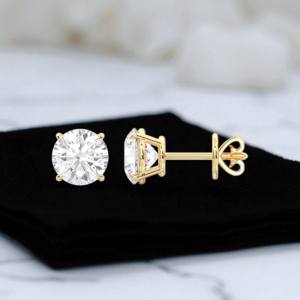 4,00 CT F/VS Round Cut Lab Grown Diamond Four Prong Set Stud Earring Hecho en Plata de Ley 925 para Unisex - Product Image 4