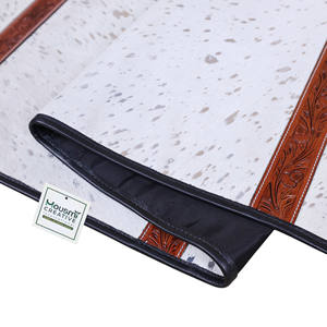 Camino de mesa de cuero personalizado, camino de mesa de piel de vaca lavado con ácido con flecos, camino de cuero de mesa de tamaño personalizado - Product Image 2