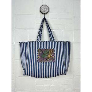 <b>Boho</b> Chic Reversible Quilted Velvet Cotton Women's Tote <b>Bag</b> Large Eco-Friendly Sustainable Grocery Shopping Ochre Beach <b>Bag</b> - Product Image 5