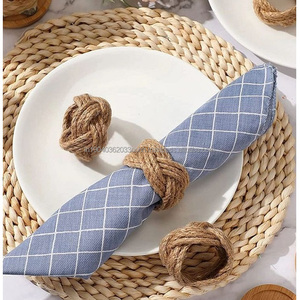 Anneaux de serviette en jute en corde naturelle à la mode dans les ustensiles de cuisine et les ustensiles de table pour toutes les occasions de décoration à bas prix - Product Image 5