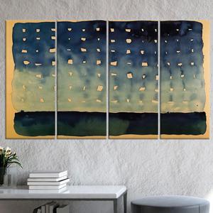 Toile d'art imprimée avec ciel nocturne abstrait, fenêtres modernes à dégradé de lumière, lot de 4 toiles - Product Image 1