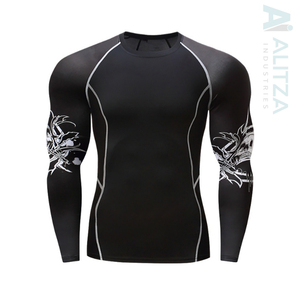 Rash Guard UPF50 Respirant Séchage Rapide Polyester Spandex Jiu Jitsu MMA Couleur Personnalisée Manches Longues Unisexe - Product Image 2
