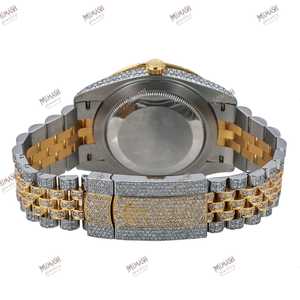 New Launch Limited Edition 38mm Fully Iced Analog Premium Dual Tone Moissanite Diamond <b>Watch</b> With Colorful <b>Arabic</b> <b>Numeral</b> Dial - Product Image 4