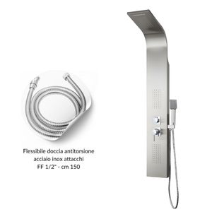 Set da bagno in acciaio inox a 4 funzioni colonna doccia 001 con cascata e getto spazzolato - Product Image 6