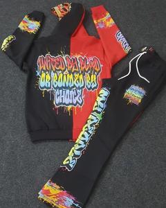 Sudadera y pantalones de alta calidad, ropa de calle, letras impresas, LOGOTIPO personalizado, bloque de Color, cordón, Conjunto de sudadera con capucha de moda para hombres - Product Image 6